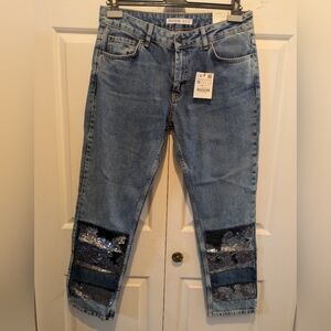 3 for $30 ZARA Z1975 Premium Denim Sequins Cigarette Fit Jeans Brand New!